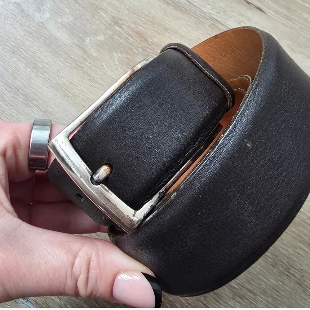Martin Dingman Dark Brown/Black Leather Dress Belt 100/40 Minimalist Casual